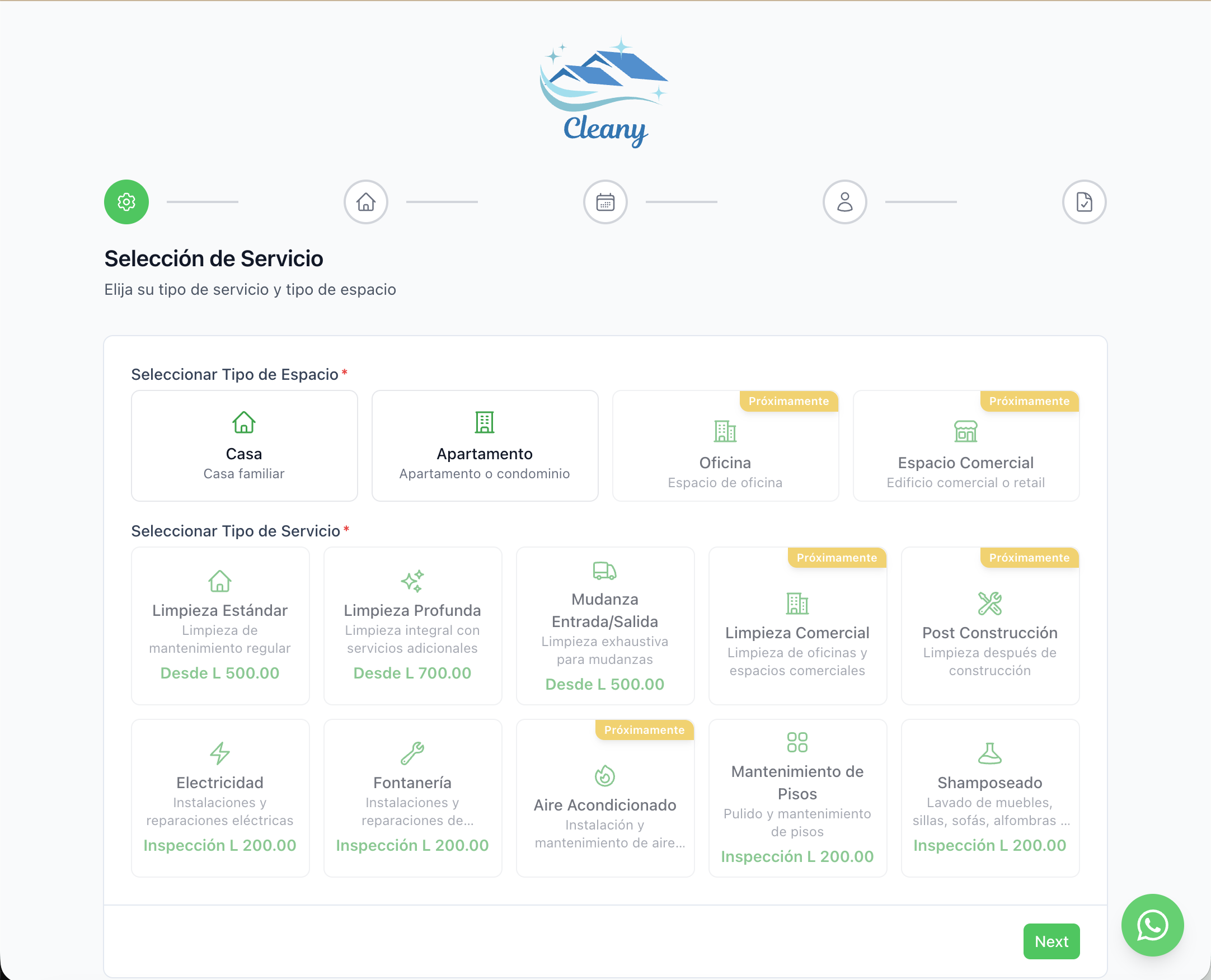 Cleany App booking